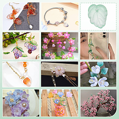 100 шт. двухцветные прозрачные стеклянные подвески на осеннюю тематику&nbsp;GLAA-PH0003-84B