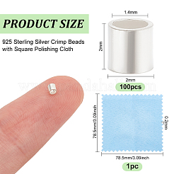 100 шт. 925 бусины-обжимки из стерлингового серебра&nbsp;STER-BC0001-87
