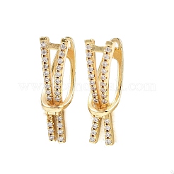 Серьги-кольца из латуни с микропаве из прозрачных кубических цирконий&nbsp;EJEW-G446-02G