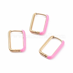 Двухцветные прямоугольные серьги-кольца Huggie Hoop из нержавеющей стали 304 с эмалью для женщин&nbsp;EJEW-C010-10-G