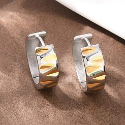 Двухцветные серьги-кольца из нержавеющей стали 304&nbsp;EJEW-L307-01GP