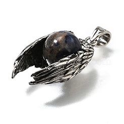 Круглые подвески из натурального содалита&nbsp;G-K339-03AS-10