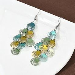 Серьги-подвески в форме ракушки из нержавеющей стали 430&nbsp;EJEW-A137-03P-04