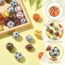 35 шт. 7 вида спортивных непрозрачных акриловых бусин&nbsp;MACR-CJ0002-38