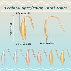 18 шт. 3-цветное ионное покрытие (IP) 316 хирургическая нержавеющая сталь крючки для сережек&nbsp;STAS-LP0001-53