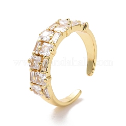 Открытое кольцо-манжета с прямоугольным цирконием&nbsp;RJEW-P035-07G