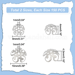 300 шт. 2-х стильные 5-лепестковые колпачки для бусин из нержавеющей стали 304&nbsp;STAS-UN0042-43