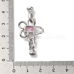 Покрытие стойки латунное паве розовое стекло складные застежки&nbsp;KK-E084-35P