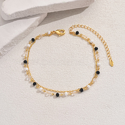 Элегантные двухслойные браслеты на ногу из латуни и стекла с геометрическим узором для женщин&nbsp;VR7798