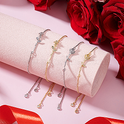 4шт 2-х цветный латунный браслет-цепочка&nbsp;BJEW-GA00002