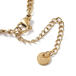 Кольцо-лариат из нержавеющей стали 304 с микропаве из прозрачного кубического циркония и подвеской в виде витой цепи&nbsp;LS-NJEW-P318-01G