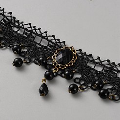 Ожерелья-чокеры с цветочным кружевом&nbsp;NJEW-WH0020-54A