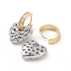 Прозрачные серьги-кольца с сердцем из кубического циркония&nbsp;EJEW-G343-03P-B