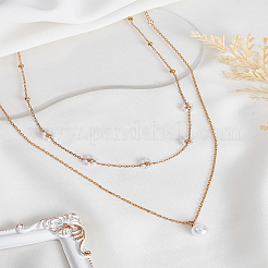 2 шт. 2 стиля латунные и смоляные искусственные жемчужины цветок круглый шарик кулон комплект ожерелье&nbsp;NJEW-LP0003-83