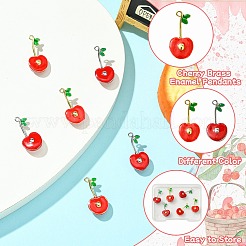 6 шт. 2-х цветные подвески из вишневой латуни с эмалью&nbsp;KK-CJ0003-18