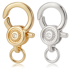 6 шт. 2-цветные застежки-карабины из латуни с микропаве из кубического циркония&nbsp;ZIRC-BBC0003-27