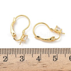 Фурнитура для сережек-рычагов с каплевидной застежкой из латуни с микропаве из прозрачных кубических цирконий&nbsp;KK-Z136-24G-02