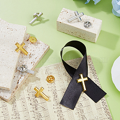 24 шт. 2-цветные броши-булавки в виде звезды/креста из сплава&nbsp;AJEW-FH0006-08