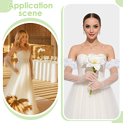 1 пара длинных кружевных перчаток из полиэстера для свадебного торжества невесты&nbsp;AJEW-ME0001-79B