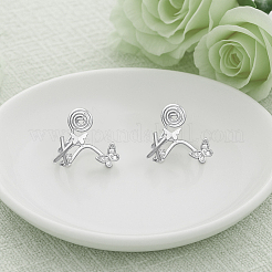 4 шт. двухцветные серьги-каффы из латуни с микропаве из прозрачного кубического циркония&nbsp;EJEW-HY0001-26