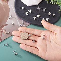 10 пара сережек-гвоздиков из нержавеющей стали 304 в 10 стилях&nbsp;EJEW-TA0008-61