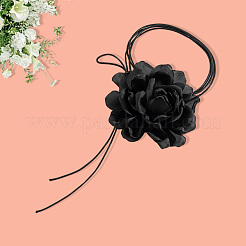 1 шт. ретро-ткань роза цветок вощеный шнур обертка колье колье для женщин&nbsp;NJEW-CP0001-05A
