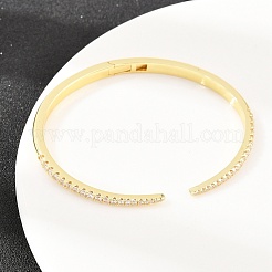 Браслеты из латуни с микропаве и прозрачным фианитом на шарнирах&nbsp;BJEW-F528-01G