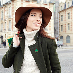 12 шт. брошь в виде трилистника из сплава и эмали ко дню Святого Патрика&nbsp;JEWB-FH0001-64A