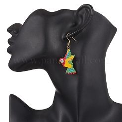 Серьги-подвески в виде птиц из стеклянных бусин ручной работы&nbsp;EJEW-MZ00541