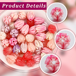 80 шт. 4-х цветные резные бусины из синтетического коралла&nbsp;CORA-SP0001-09