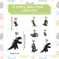 12 шт. 6 стиля динозавр сплав эмаль стетоскоп подвеска украшения&nbsp;HJEW-FH00127