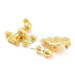 Серьги-пусеты из латуни с веером и подвесками&nbsp;EJEW-A028-05G