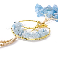 Большие подвесные украшения из натурального аквамарина в проволочной обертке&nbsp;HJEW-H057-03B