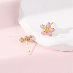 Серьги-гвоздики в виде цветка из латуни&nbsp;EJEW-H165-04G-02