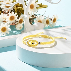 Плетеный браслет из бисера сглаз лэмпворк&nbsp;BJEW-JB07857-02