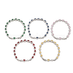 Теннисные браслеты из платиновой латуни с микропаве из кубических цирконий&nbsp;BJEW-B160-05P