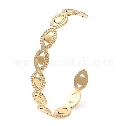 Браслет-манжета из полой нержавеющей стали 304 в форме конского глаза для женщин&nbsp;BJEW-D061-05G