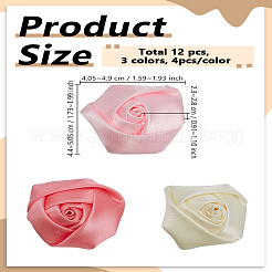 12 шт. 3-х цветные заколки-цветы из полиэстера и фетра&nbsp;DIY-LP0005-94