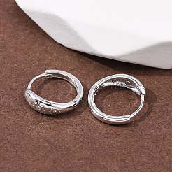 Серьги-кольца Fireworks 925 из стерлингового серебра с микропаве из прозрачных кубических цирконий&nbsp;EJEW-K317-02P