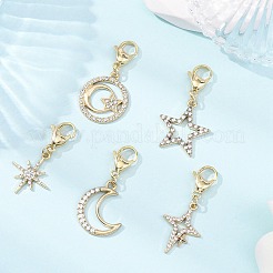 5 шт. подвеска со стразами в виде звезды и луны&nbsp;HJEW-JM04371