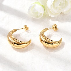 Серьги-гвоздики в форме луны из нержавеющей стали 304&nbsp;EJEW-K268-46G