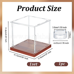 1 комплект квадратных акриловых пыленепроницаемых выставочных коробок с деревянным основанием&nbsp;AJEW-OC0013-56A
