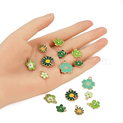 28 шт. 8 стиля эмалевых подвесок из сплава с легким позолоченным покрытием&nbsp;ENAM-FP0002-23