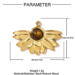 Подвески из натурального тигрового глаза из нержавеющей стали 304&nbsp;STAS-OY007-32G