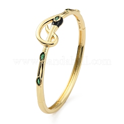 Браслет на шарнире в виде змеи с кубическим цирконием и эмалью&nbsp;BJEW-G673-03G