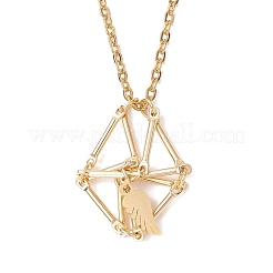 Женские ожерелья с подвесками из нержавеющей стали 304 и латунным мешочком-макраме из натурального розового кварца внутри&nbsp;NJEW-JN05607-02