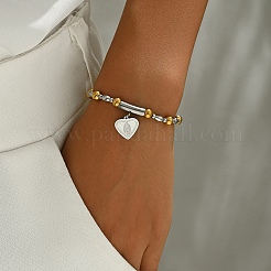 Браслеты из нержавеющей стали 201 с подвесками в виде сердца и святого Бенедикта&nbsp;WP9367-2