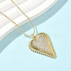 Латунные микропаве прозрачные кубические цирконии ожерелья с подвеской в виде сердца для женщин&nbsp;NJEW-D306-04G-B