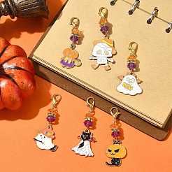 Подвесные украшения из эмали из сплава 6 шт.&nbsp;HJEW-FS00059