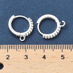 Латунные серьги-кольца из прозрачного кубического циркония&nbsp;KK-H532-14B-S